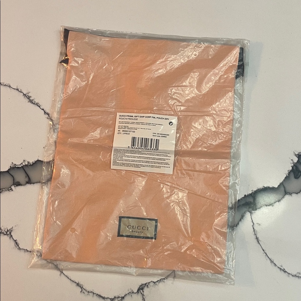 Gucci Beauty Peach Storage Bag with Brown Pull String